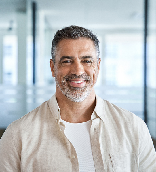 Closeup of man smiling in office